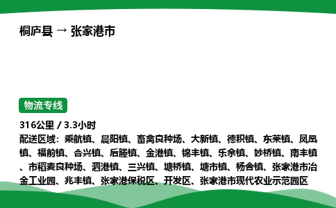 桐庐到张家港市物流公司-物流专线-专线直达-上门取货 直达专线-货物运输专线-在线询价